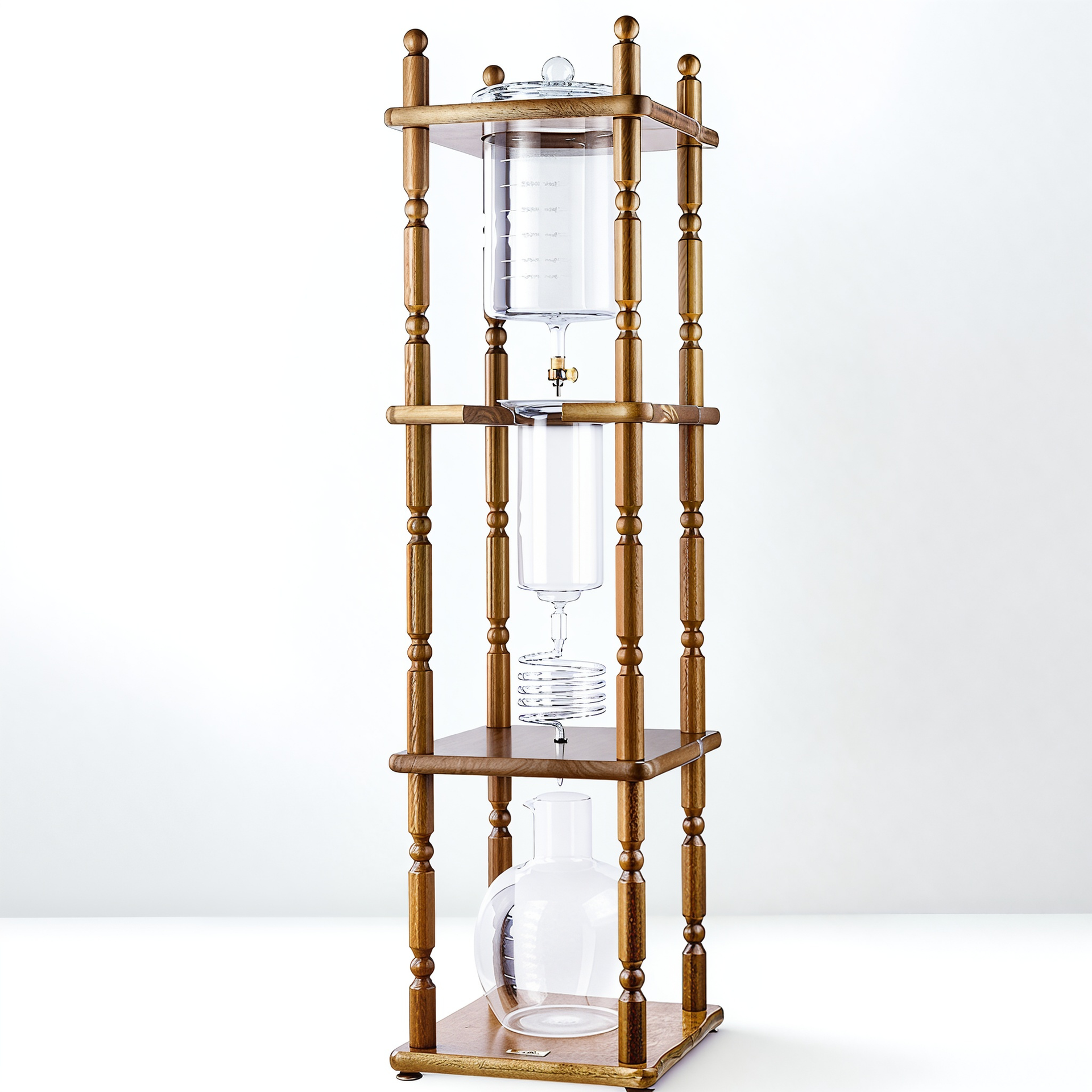 Yama 25 Cup Cold Brew Tower Curved Brown Wood Frame (100oz