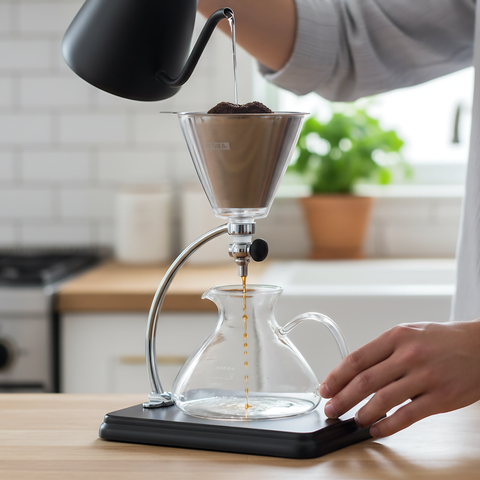 Yama Glass Silverton Brewer w/ Black Base & Silver Accents